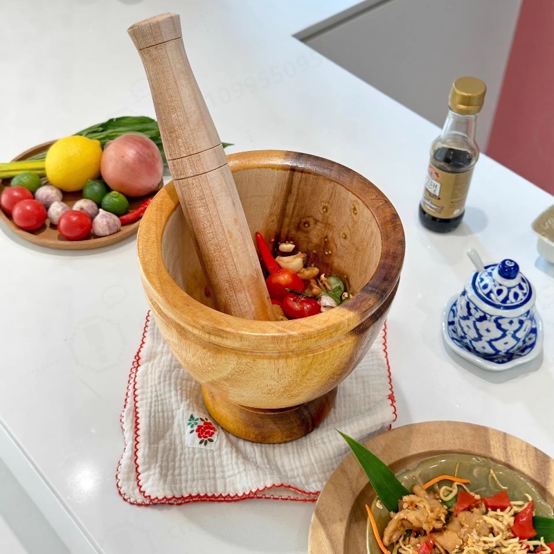 Natural Acacia Wood Mortar and - đánh giá và giá Commercial Kitchen Set